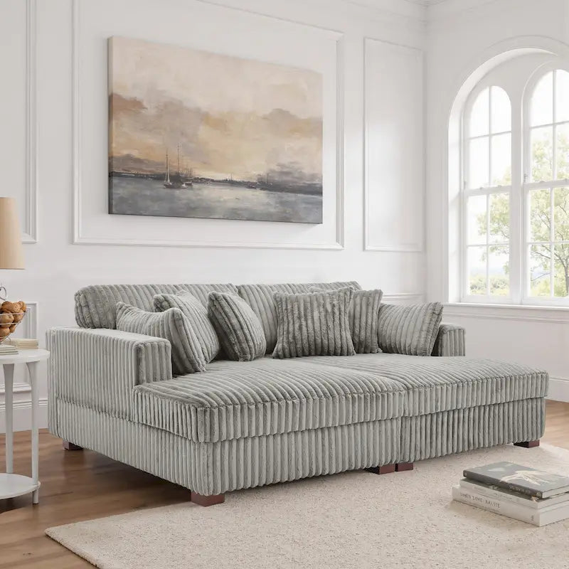 Modulares Ecksofa mit Chaiselongue aus weichem Cord, 84 W