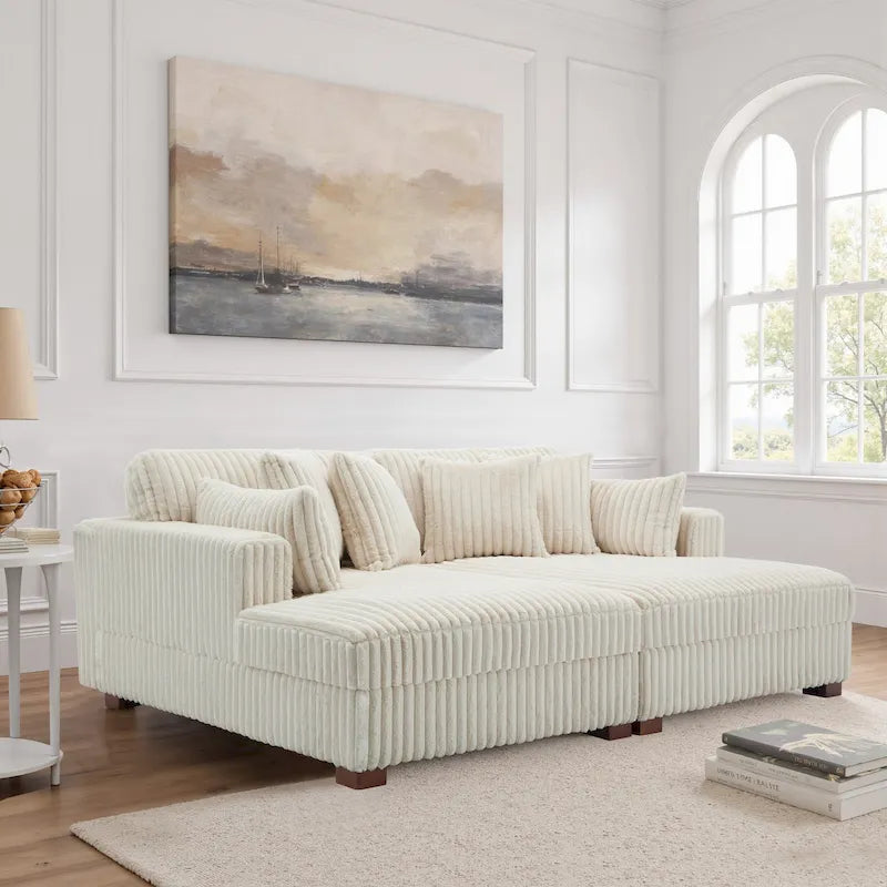 Modulares Ecksofa mit Chaiselongue aus weichem Cord, 84 W