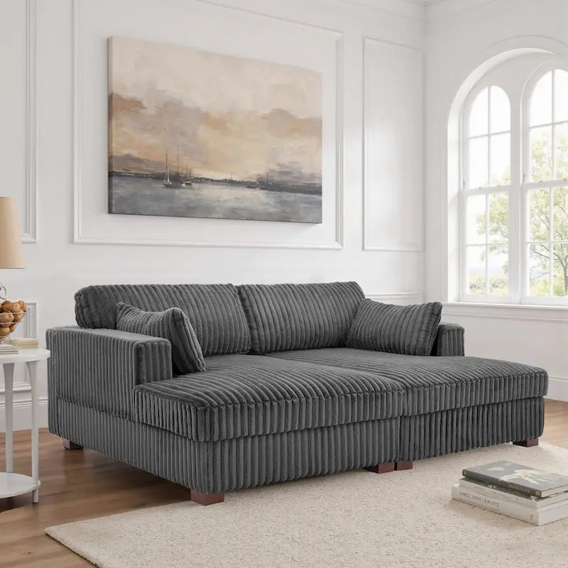 Modulares Ecksofa mit Chaiselongue aus weichem Cord, 84 W