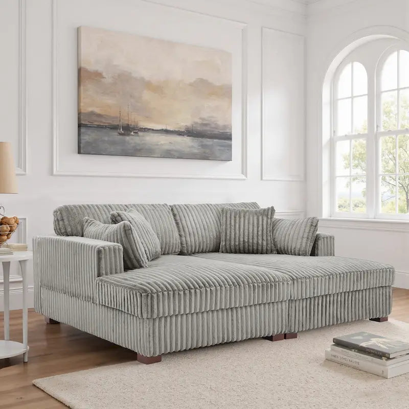 Modulares Ecksofa mit Chaiselongue aus weichem Cord, 84 W
