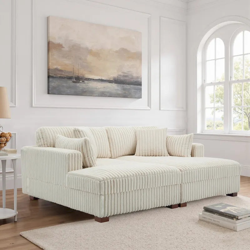 Modulares Ecksofa mit Chaiselongue aus weichem Cord, 84 W