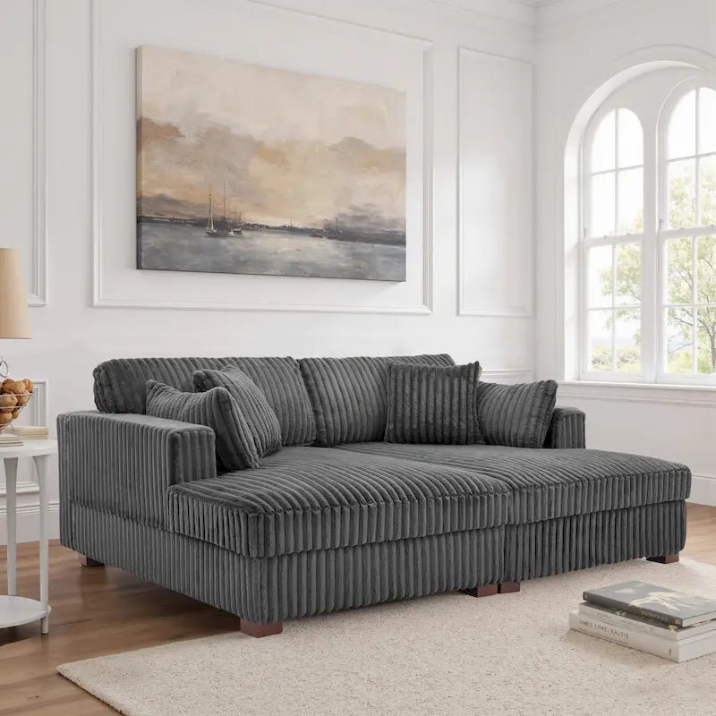 Modulares Ecksofa mit Chaiselongue aus weichem Cord, 84 W