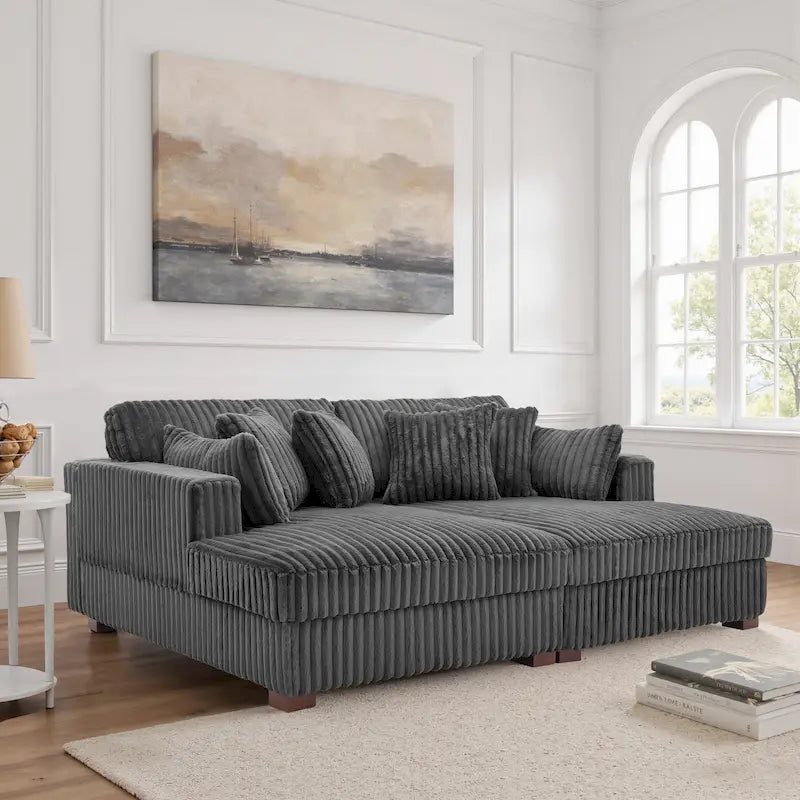 Modulares Ecksofa mit Chaiselongue aus weichem Cord, 84 W