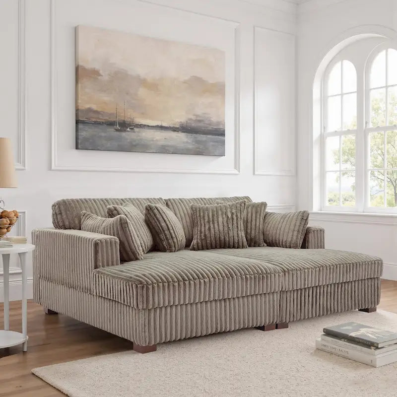 Modulares Ecksofa mit Chaiselongue aus weichem Cord, 84 W