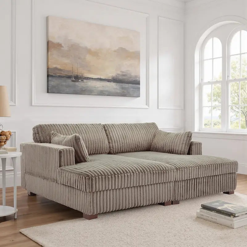 Modulares Ecksofa mit Chaiselongue aus weichem Cord, 84 W