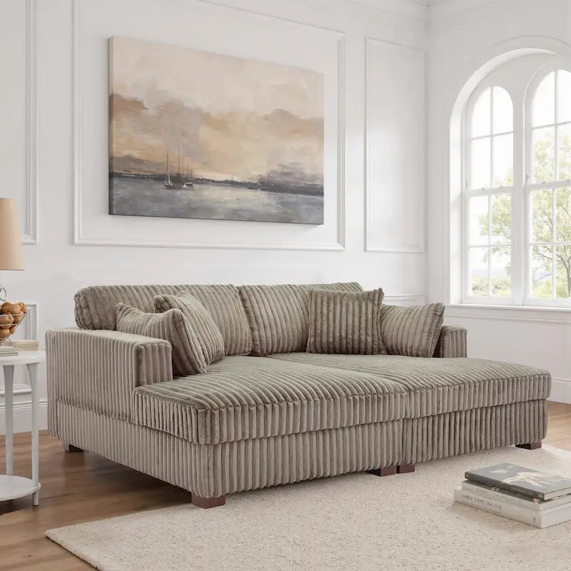 Modulares Ecksofa mit Chaiselongue aus weichem Cord, 84 W
