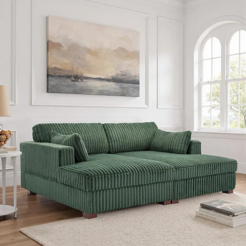 Modulares Ecksofa mit Chaiselongue aus weichem Cord, 84 W