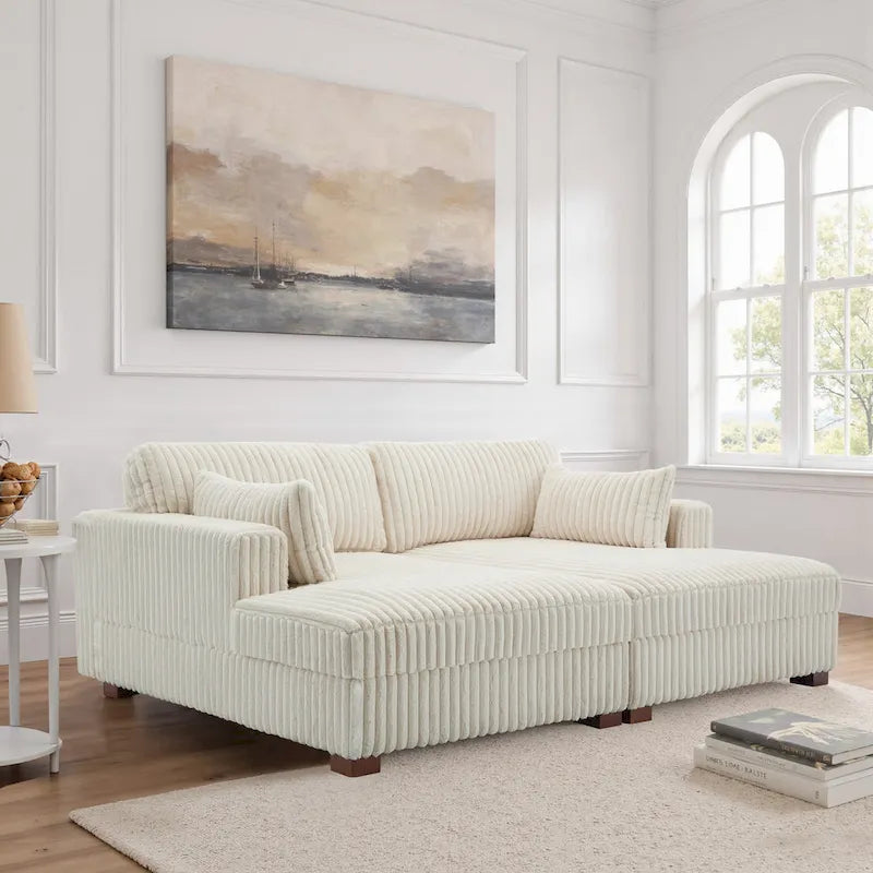 Modulares Ecksofa mit Chaiselongue aus weichem Cord, 84 W