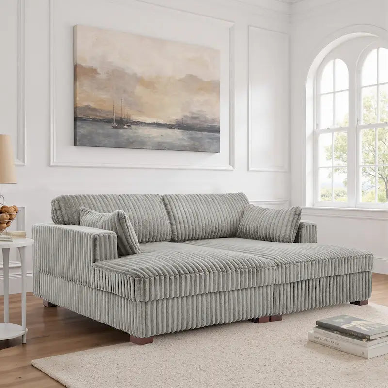 Modulares Ecksofa mit Chaiselongue aus weichem Cord, 84 W