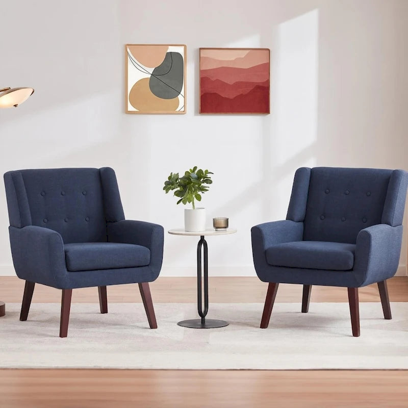 2 moderne Akzentstühle mit Knopfheftung