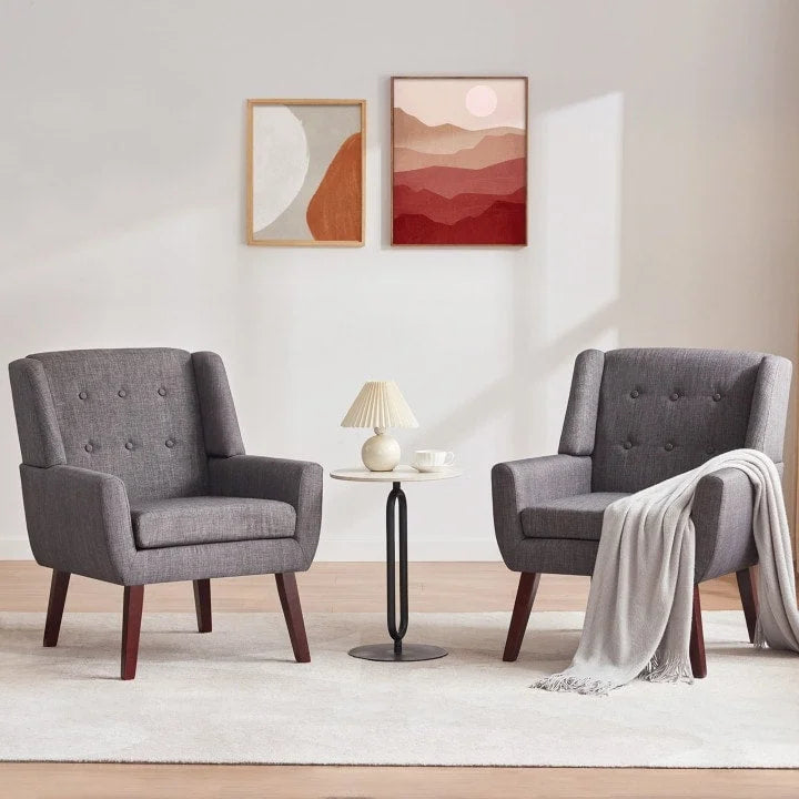 2 moderne Akzentstühle mit Knopfheftung