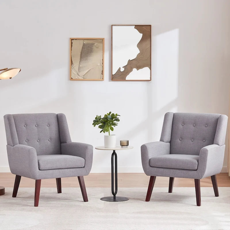 2 moderne Akzentstühle mit Knopfheftung