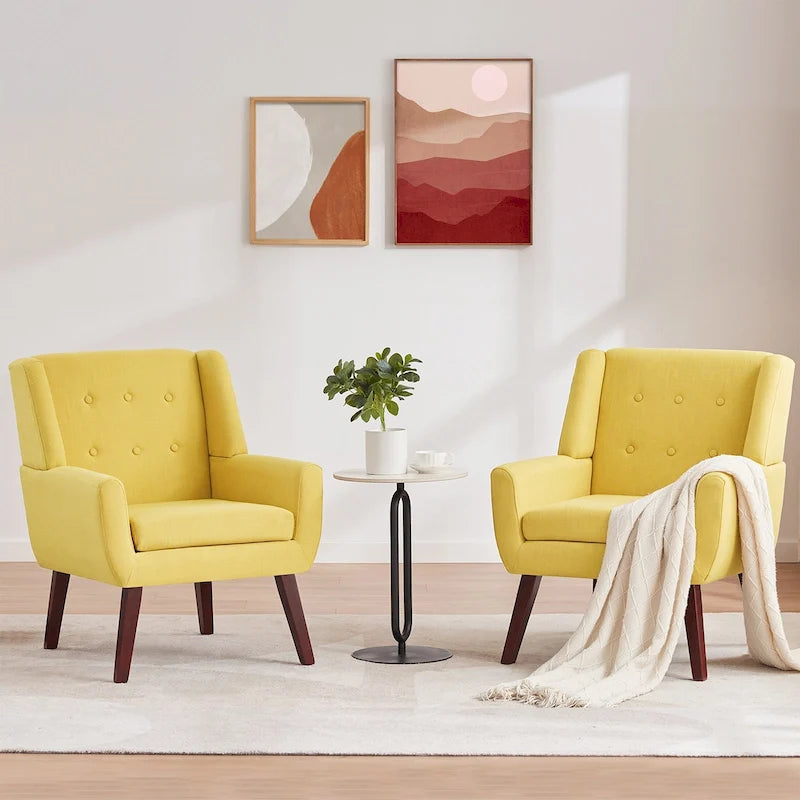 2 moderne Akzentstühle mit Knopfheftung