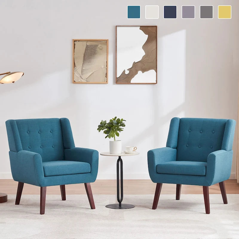2 moderne Akzentstühle mit Knopfheftung