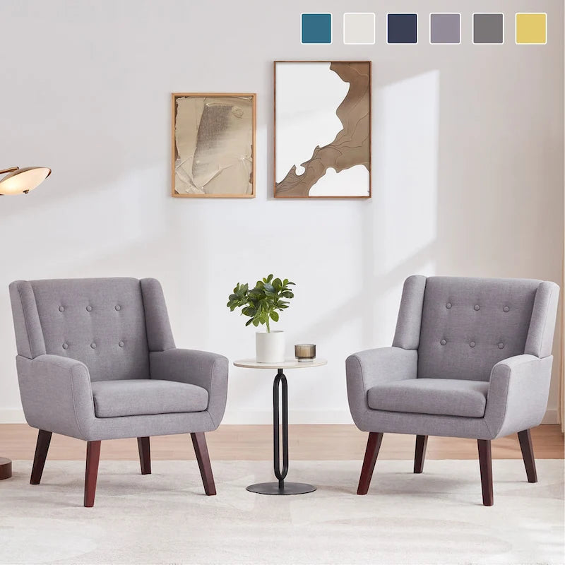 2 moderne Akzentstühle mit Knopfheftung