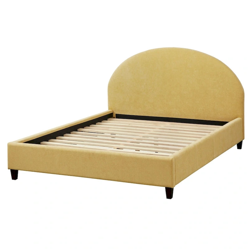 Gepolstertes Plattformbett in Queen-Size-Größe im Mid-Century-Stil
