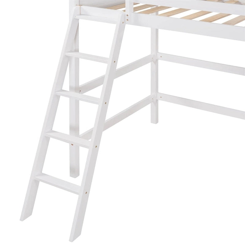 Hochbett aus Massivholz in Twin-Größe mit Leiter