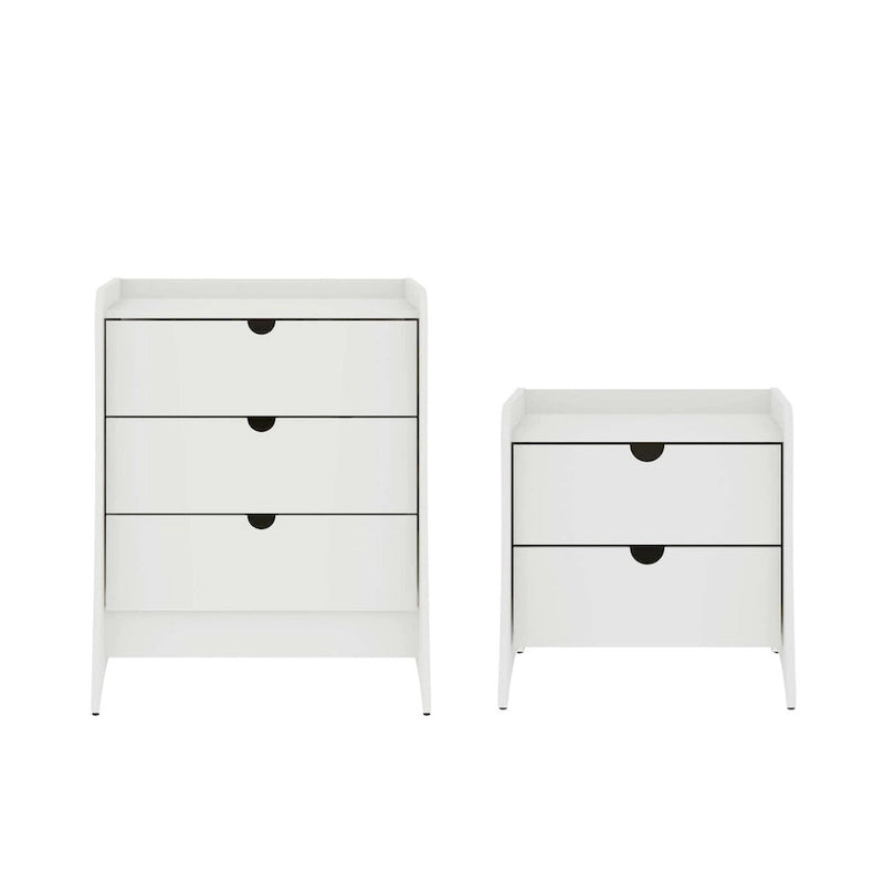 2-teiliges Kommoden- und Nachttisch-Set im Mid-Century-Modern-Stil