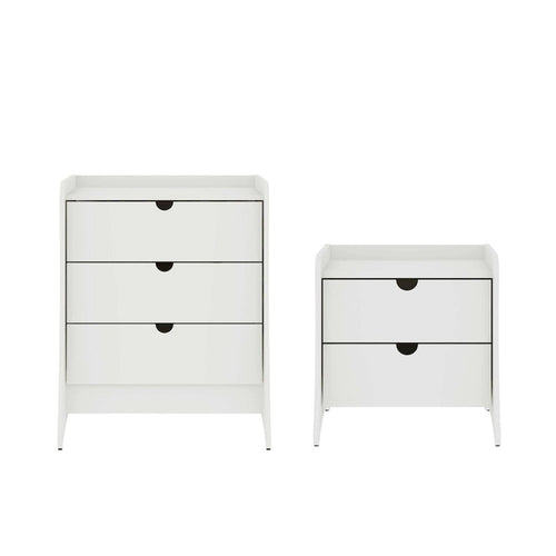 2-teiliges Kommoden- und Nachttisch-Set im Mid-Century-Modern-Stil