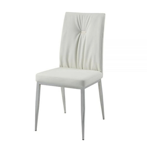Esszimmerstuhl, 22 Zoll, 2er-Set, mit geknöpfter Rückenlehne, Beige und Chrom