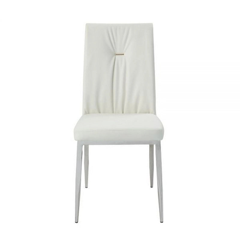 Esszimmerstuhl, 22 Zoll, 2er-Set, mit geknöpfter Rückenlehne, Beige und Chrom