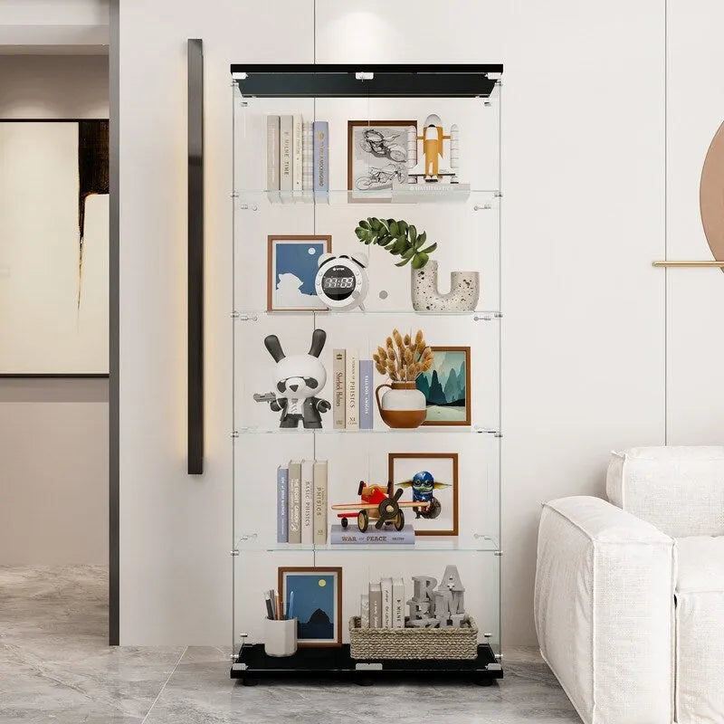 Glasvitrine mit 5 Einlegeböden und Doppeltür