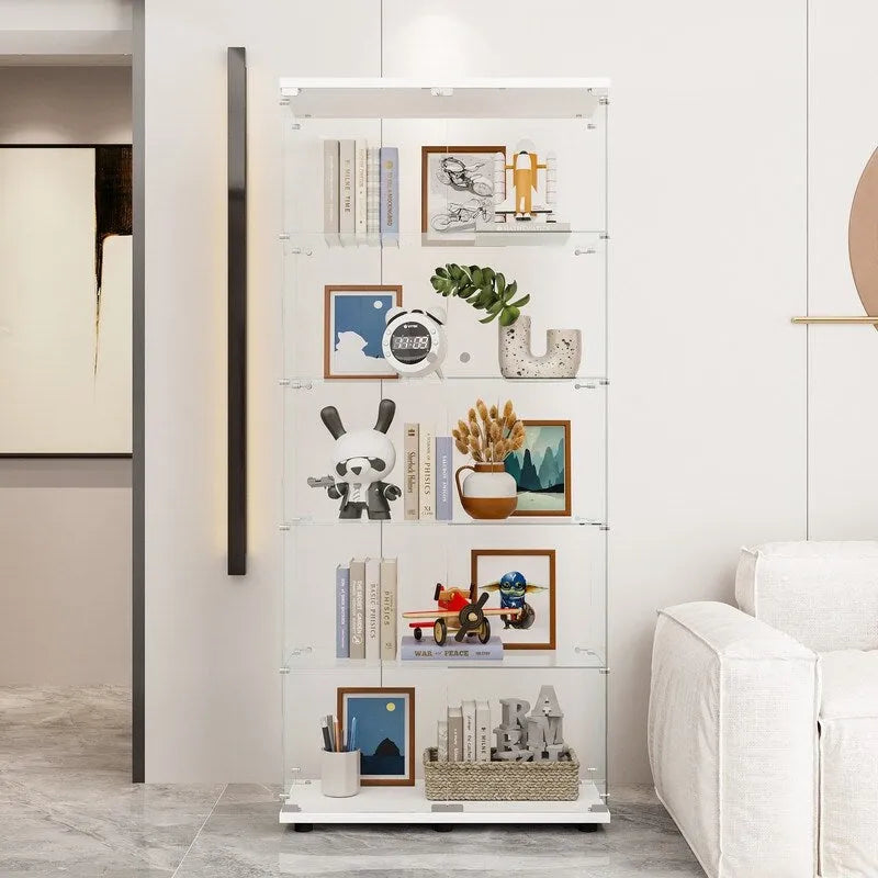 Glasvitrine mit 5 Einlegeböden und Doppeltür